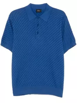 Brioni рубашка поло с узором в елочку, синий