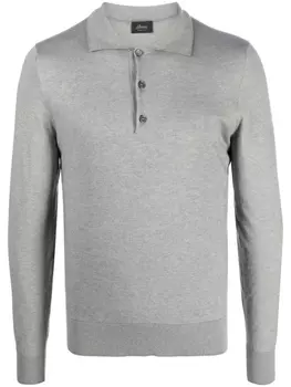 Brioni рубашка поло с заостренным воротником, серый