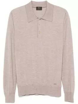 Brioni рубашка поло тонкой вязки, нейтральный цвет