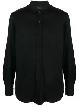 Brioni рубашка с косым воротником, черный