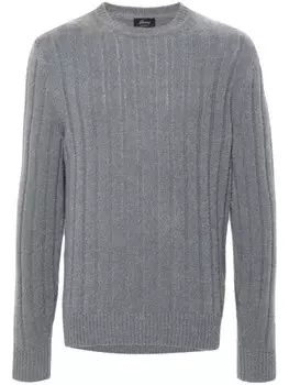 Brioni свитер в рубчик, серый