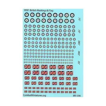 Британская маркировка и флаг времен Первой мировой войны (1:300–1:600), Decals - WWI, Britain (Combat Miniatures)