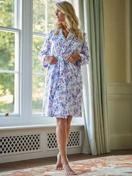 Британские боксеры Kabloom Хлопковый халат с цветочным принтом, желтый/синий