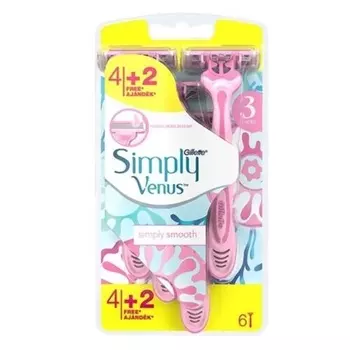 Бритвы одноразовые женские Simply Venus 3 6шт Assorted