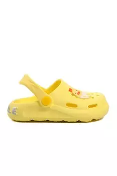 Brn 1648-P Желтые детские тапочки сабо с рисунком Ayakmod