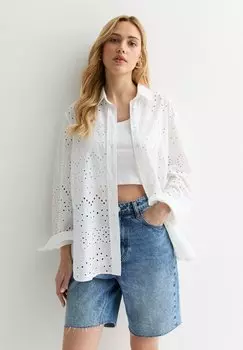 Бродери с длинным рукавом New Look, Рубашка New Look, белый