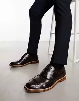 Броги ASOS из темно-коричневой кожи на натуральной подошве