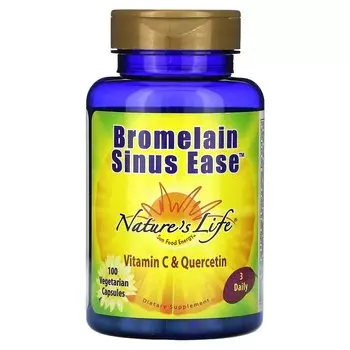 Бромелайн Sinus Ease 100 вегетарианских капсул Nature's Life