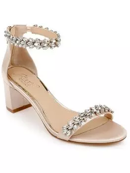 Bronwen Женские атласные туфли на каблуке-блоке Jewel Badgley Mischka, цвет champagne satin