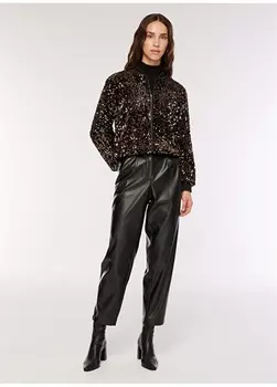 Бронзовая женская куртка с длинным рукавом, расшитая пайетками Fabrika