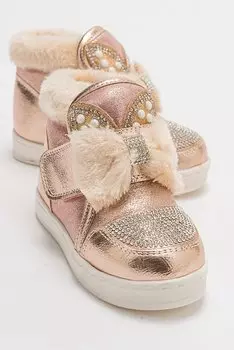 Бронзовые повседневные ботинки из искусственной кожи с анатомическим камнем для девочек MNPCCO, бронза