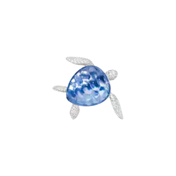 Брошь-Черепаха из белого золота 18 карат, бриллиантов, белого перламутра и горного хрусталя Vhernier