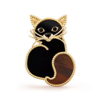 Брошь Van Cleef & Arpels Lucky Animals Cat, 18-ct желтое золото, обсидиан, оникс