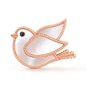 Брошь Van Cleef & Arpels Lucky Animals Dove, 18-ct розовое золото, перламутр, оникс