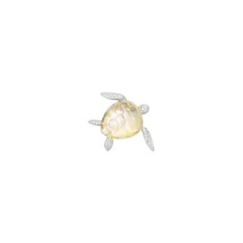 Брошь Vhernier "Черепаха" из белого золота 18 карат, бриллиантов, белого перламутра, желтого агата и горного хрусталя