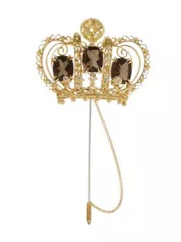 Брошь в форме короны из желтого золота с бриллиантами DOLCE & GABBANA, золотой