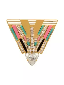 Брошь в стиле ар-деко, украшенная кристаллами Balmain, золотой