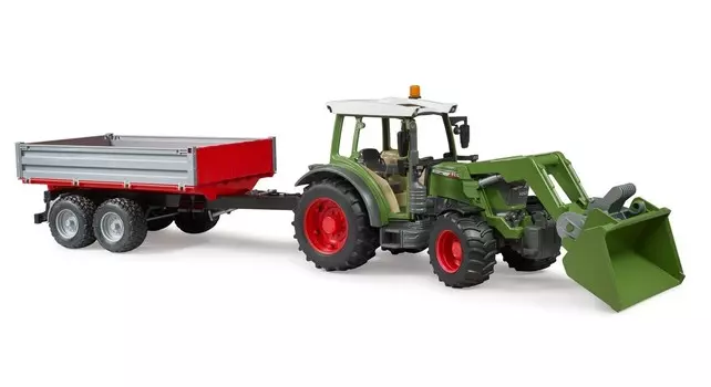 Bruder, Трактор Fendt Vario 211 с фронтальным погрузчиком и прицепом серебристого цвета (02019), BR-02182