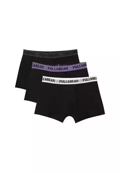 Брюки 3-PACK OF WITH COLOURED WAISTBAND PULL&BEAR, черный
