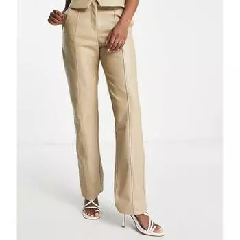 Брюки 4th & Reckless Leather Look Straight Leg Co-ord, бежевый