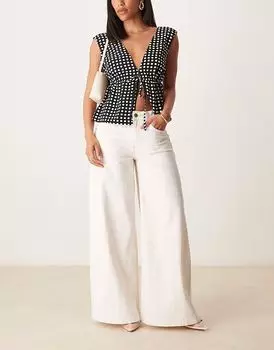 Брюки Abercrombie & Fitch ультраширокого кроя цвета экрю