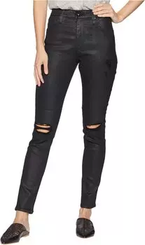 Брюки AG Jeans Farrah Skinny Ankle in Lacquered Distressed Pure Black, цвет Lacquered Distressed Pure Black