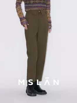 Брюки эластичные Mslan с разрезом, коричневый