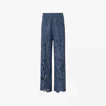 Брюки Allsaints Charli с цветочной вышивкой, голубой