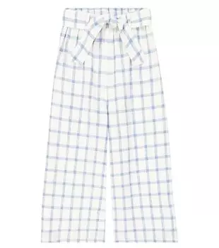 Брюки Amandine в клетку из хлопка и льна Louise Misha, синий
