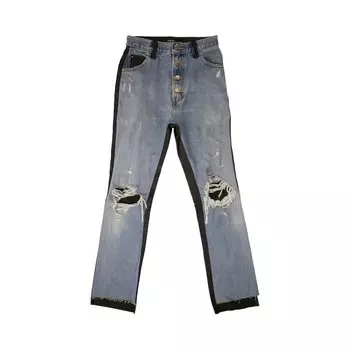 Брюки Amiri Denim Leather 'Blue', синий
