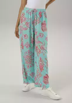 Брюки Aniston CASUAL без застежки с оригинальным цветочным принтом – каждая вещь уникальна – НОВАЯ КОЛЛЕКЦИЯ, зеленый