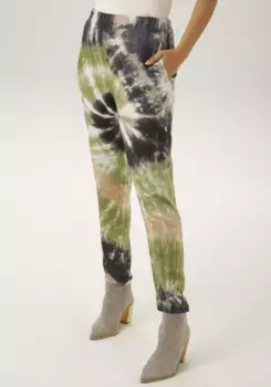 Брюки Aniston CASUAL без застежки с принтом батик — каждое изделие уникально, зеленый