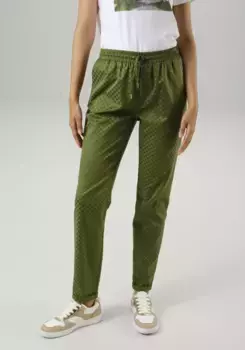 Брюки Aniston CASUAL без застежки с тканым горошком - НОВАЯ КОЛЛЕКЦИЯ, зеленый