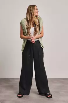 Брюки Anthology из чистого лиоцелла со складками спереди Jd Williams, черный