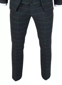 Брюки Archer из твида в клетку с узором «ёлочка» в повседневном деловом стиле James Darby, темно-синий