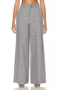 Брюки Area Embroidered Crystal Button Wide Leg Trouser, цвет Lilac Multi