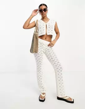 Брюки ASOS DESIGN Crochet Wide Leg, кремовый