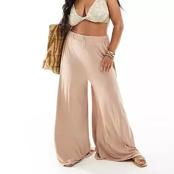 Брюки Asos Design Curve Jersey Palazzo, кремовый