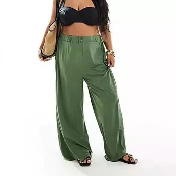 Брюки Asos Design Curve Jersey Palazzo, зеленый