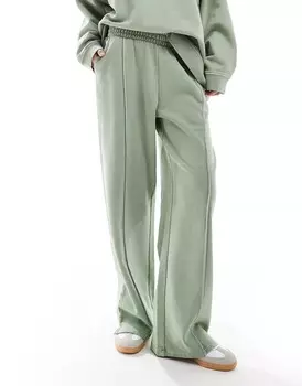 Брюки Asos Design Heavy Weight Straight Leg With Pintuck, светло-зеленый