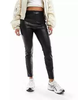 Брюки Asos Design Hourglass Stretch Faux Leather, черный