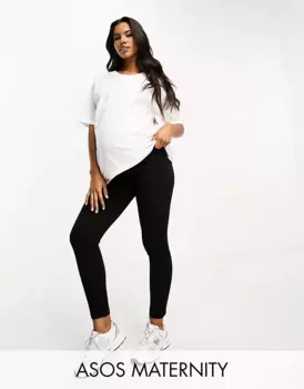 Брюки Asos Design Maternity Jersey Tapered Suit, черный