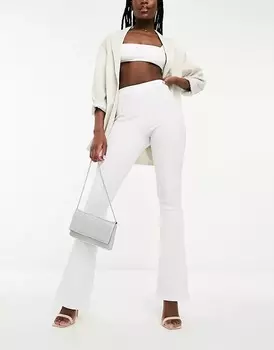 Брюки ASOS DESIGN Ottoman Rib Kick Flare, белый