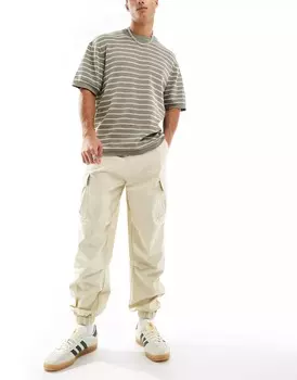 Брюки Asos Design Oversized Tapered Cargo, светло-серый
