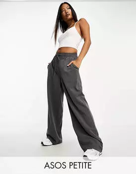Брюки Asos Design Petite Pull On In Stripe, серый