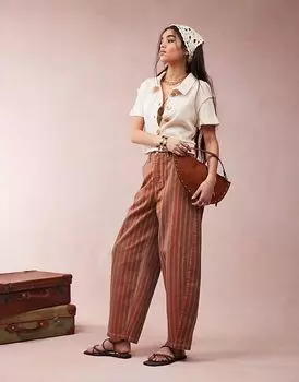 Брюки ASOS DESIGN с потертыми бочонками и полосатым принтом
