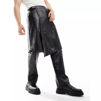 Брюки Asos Design Skirt Leather Look, черный