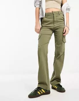 Брюки Asos Design Slim Cargo With Pockets, хаки