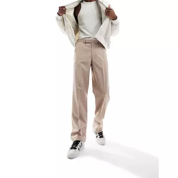 Брюки Asos Design Smart Straight Leg Pinstripe, серо-бежевый