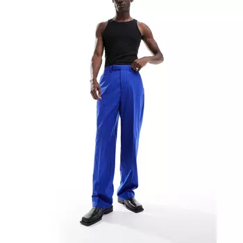 Брюки Asos Design Smart Wide Leg Pinstripe, кобальтово-синий